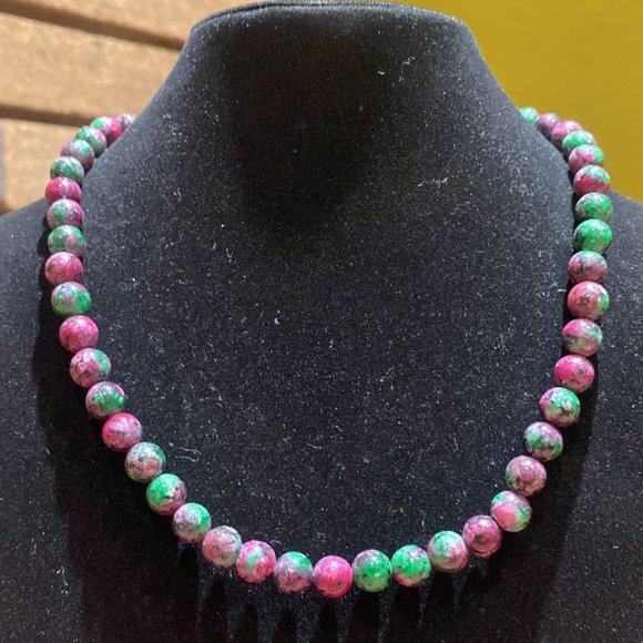 Katmandu Trading Company Jewelry - (sold out) 8MM Ruby Zoisite Bead Stretchy Cord Necklace/Bracelet/Anklet